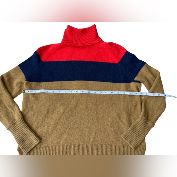 J.Crew Colorblock Turtleneck Sweater Camel Navy Red - Size XS - Picture 5 of 11